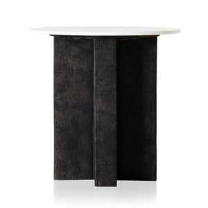 Terrell Round End Table In Plsh White