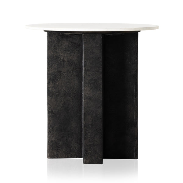 Terrell Round End Table In Plsh White