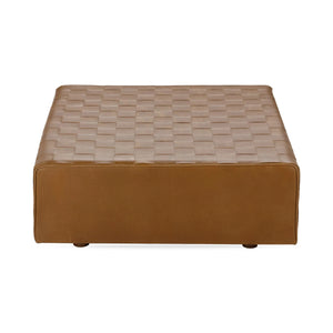 Aristo Leather Square Ottoman in Chestnut