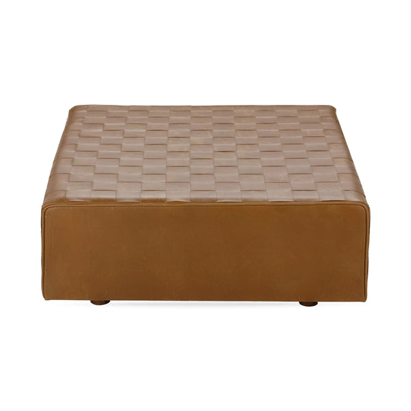 Aristo Leather Square Ottoman in Chestnut