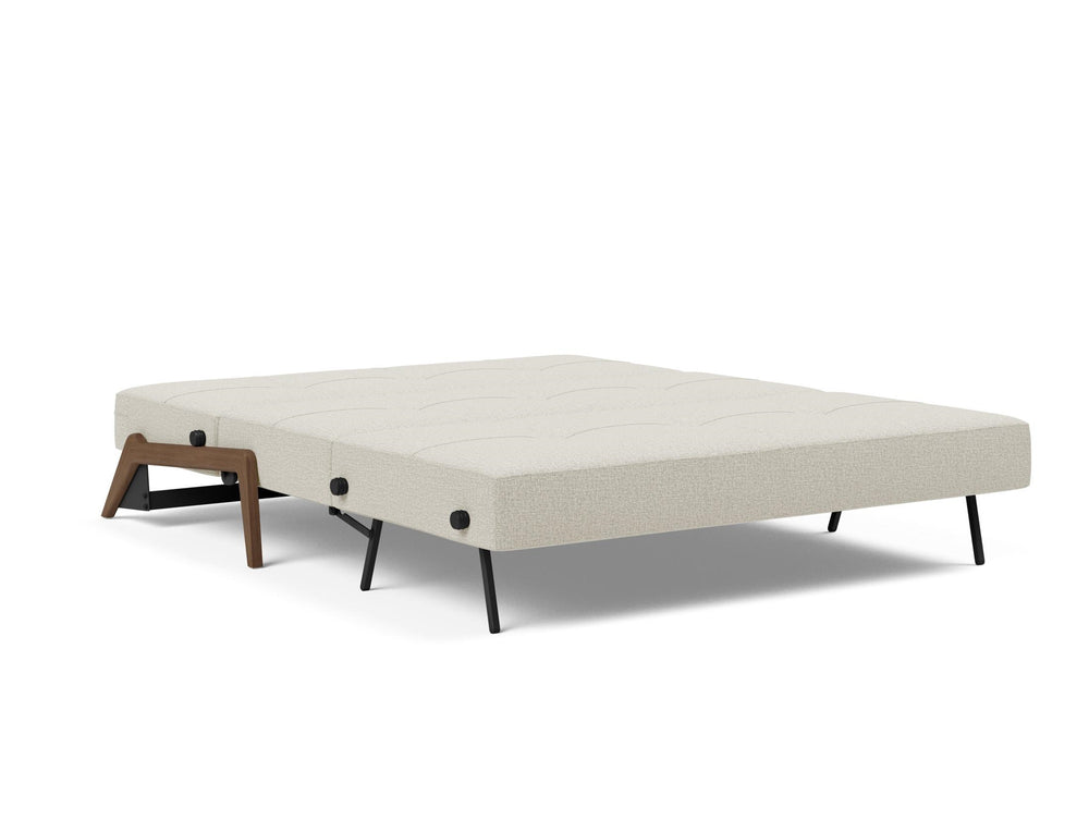 CUBED QUEEN SOFA BED in MIXED DANCE NATURAL FABRIC WITH Dark Wood LEGS 527