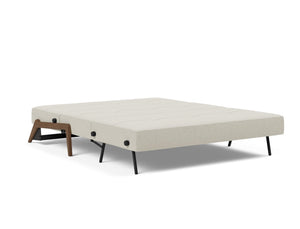 CUBED QUEEN SOFA BED in MIXED DANCE NATURAL FABRIC WITH Dark Wood LEGS 527