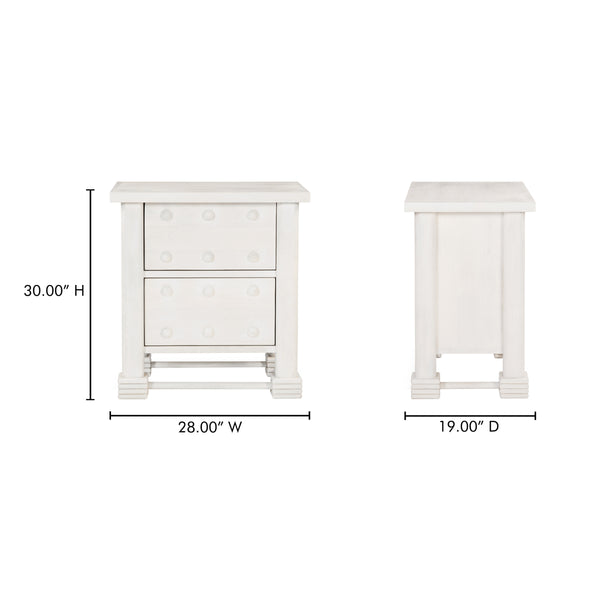 Moe's Clement Nightstand Whitewashed Mango Wood