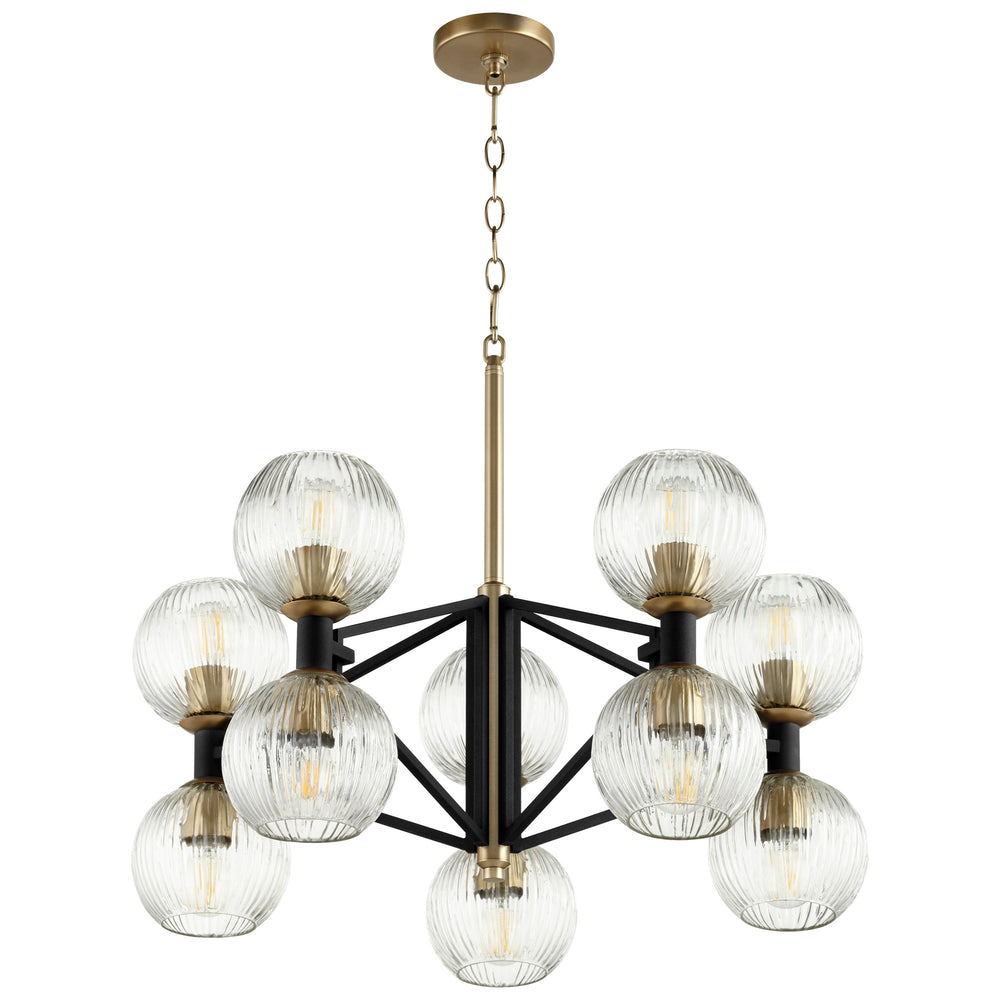 Helios Chandelier in Noir / Aged Brass
