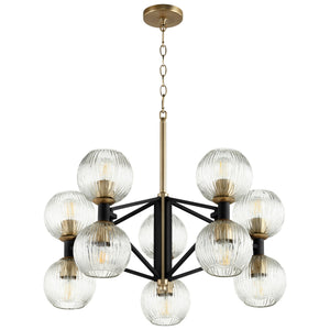 Helios Chandelier in Noir / Aged Brass