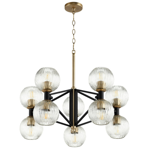 Helios Chandelier in Noir / Aged Brass