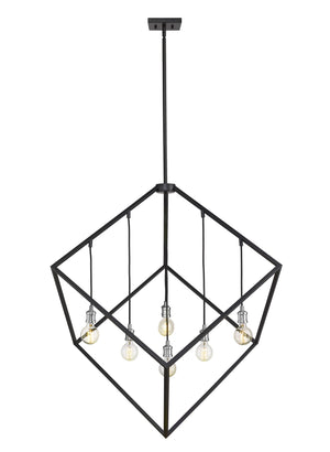Vertical 7 Light Pendant in Matte Black + Brushed Nickel Finish