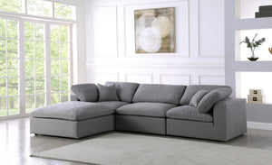 Carmen Cloud Modular Sectional In Grey Linen Fabric