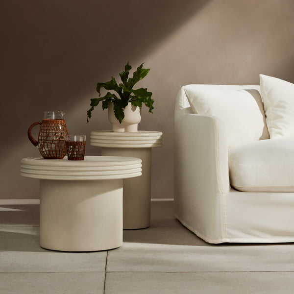 Grecia Outdoor End Table Set In White