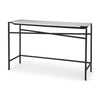 Lucas 50 X 16 X 30 White Marble Top Black Metal Frame Console Table