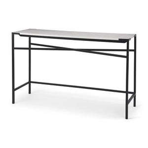 Lucas 50 X 16 X 30 White Marble Top Black Metal Frame Console Table