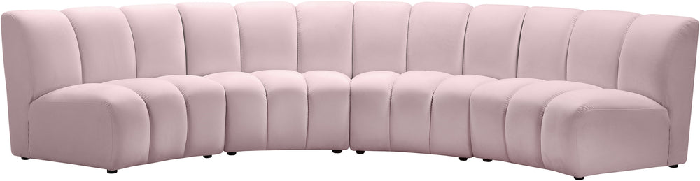 Lynda 4pc. Modular Sectional In Pink Velvet