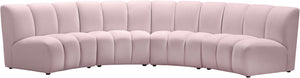 Lynda 4pc. Modular Sectional In Pink Velvet