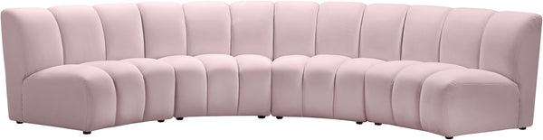 Lynda 4pc. Modular Sectional In Pink Velvet