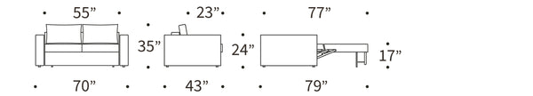 NEAH SOFA BED W/STANDARD ARM RESTS, 55"X77"