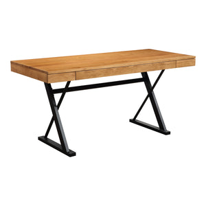 Moe's Profecto Desk in Natural Oak with Steel Frame