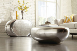 River Stone Cocktail Table, Silver Leaf, Large