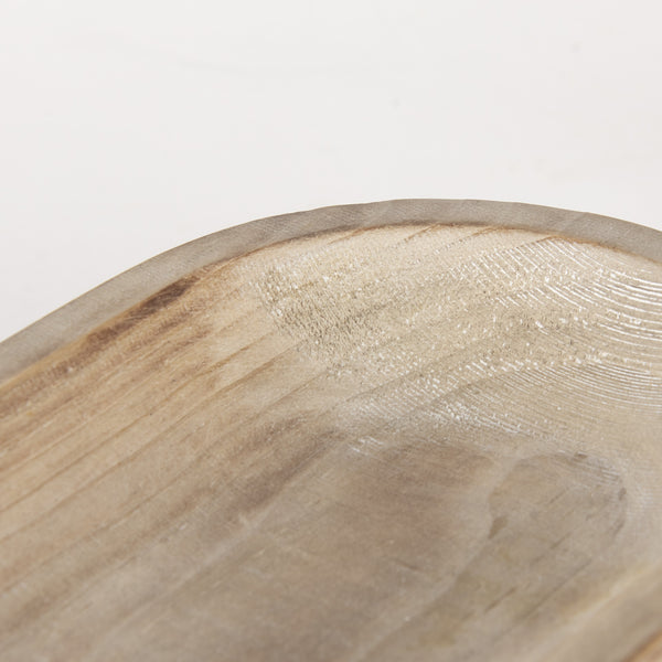 Carver Set of 2 Oblong White Washed Wood Footed Trays