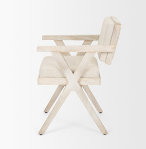 Topanga I Cream Fabric Wrap Blonde Wooden Frame Dining Chair