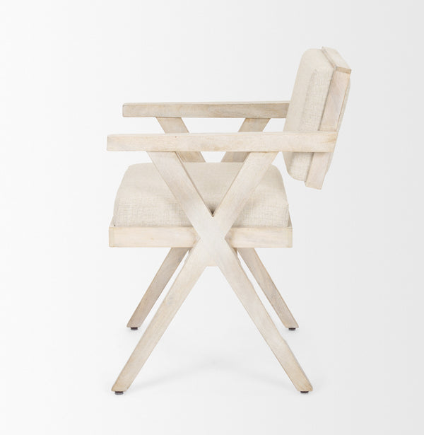 Topanga I Cream Fabric Wrap Blonde Wooden Frame Dining Chair