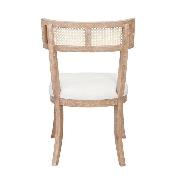 KLISMOS DINING CHAIR WITH CANE DETAIL IN CERUSED OAK