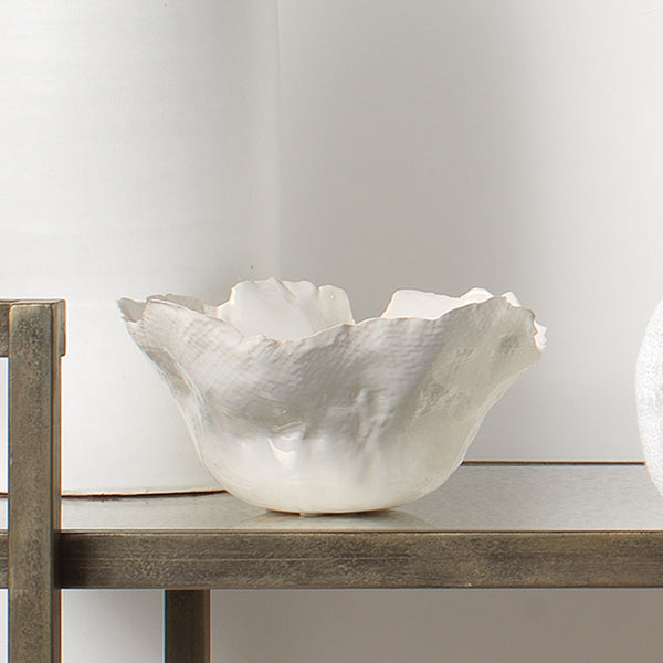 Fleur Ceramic Decorative Bowls (Set of 3), White