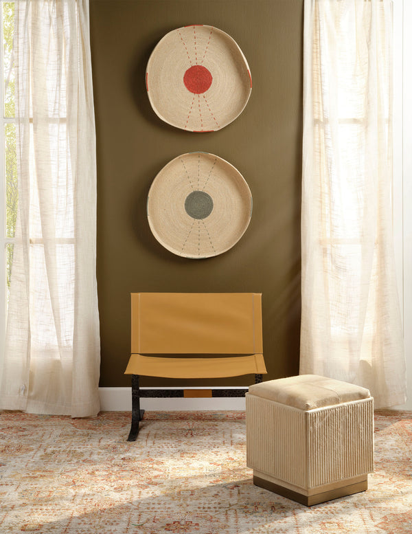 Easton Hide Ottoman, Tan