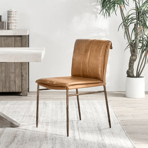 Mayer Dining Chair Set of 2 with Hammered Iron Legs