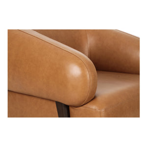 Devlin Lounge Chair in Tan Leather with Ash Legs
