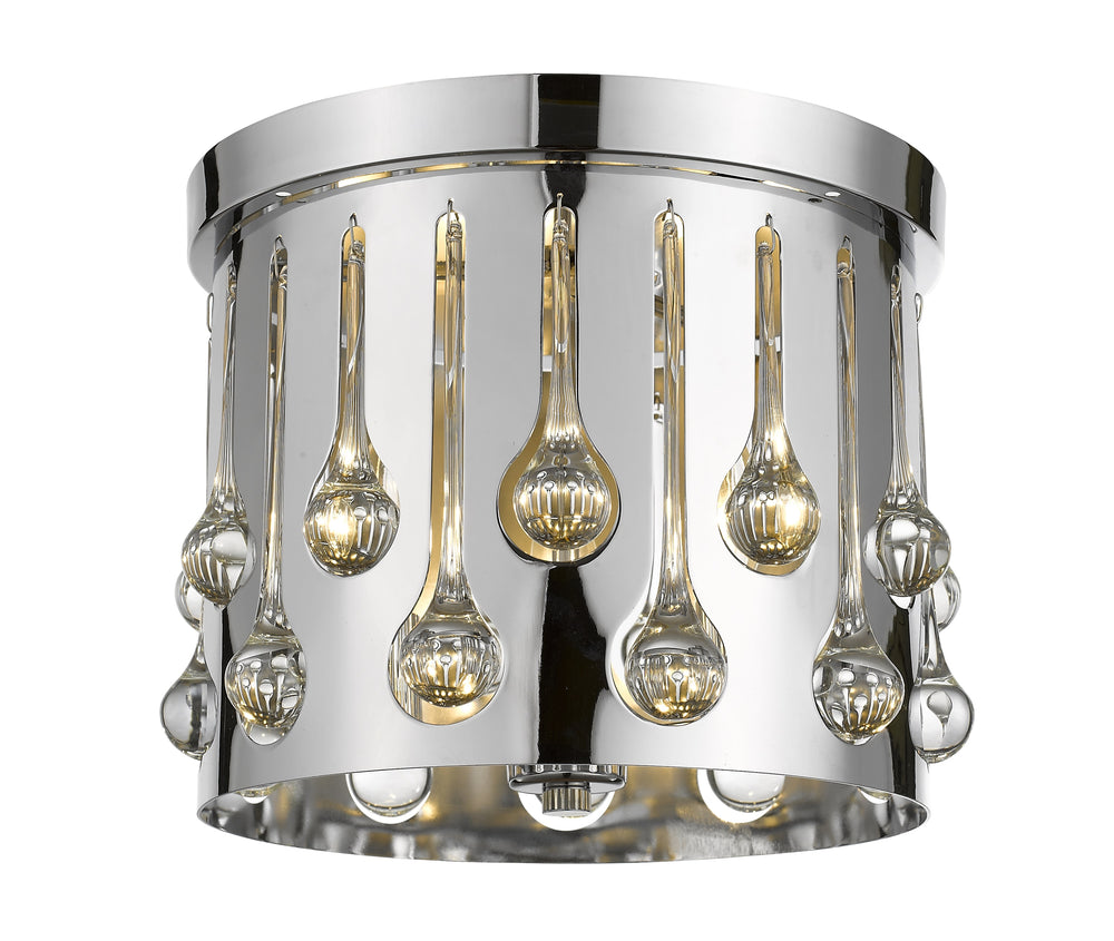 Oberon 3 Light Flush Mount in Chrome  Finish
