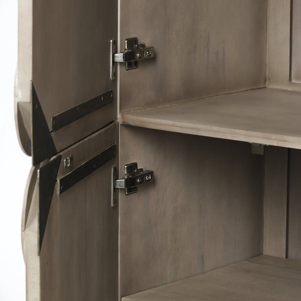 Excelsior II 68.1" H Light Brown Wood Gold Iron Base Storage Cabinet