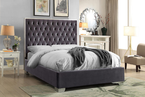 Priscilla Queen Bed In Grey Velvet