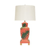 HAND PAINTED URN SHAPE TOLE TABLE LAMP IN PALM