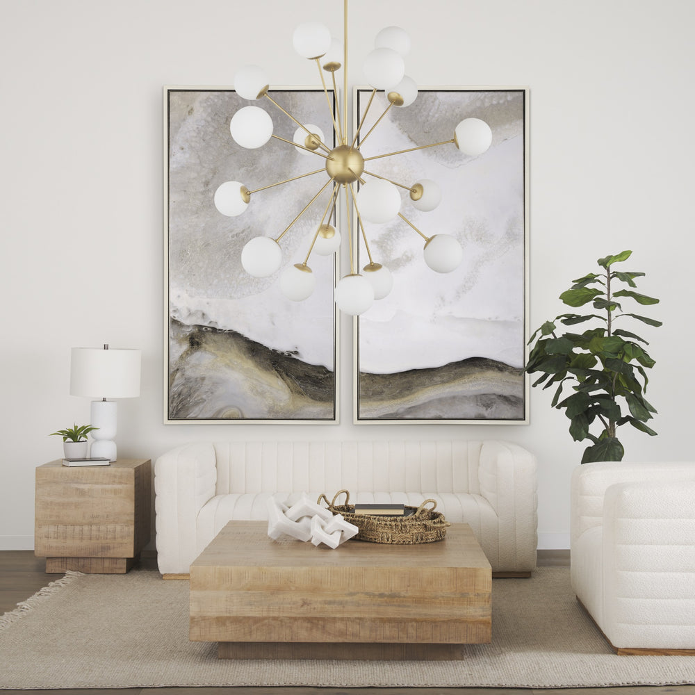 Barbara Brushed Gold Metal w/ Frosted Glass Globes  18-Light Chandelier