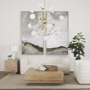 Barbara Brushed Gold Metal w/ Frosted Glass Globes  18-Light Chandelier