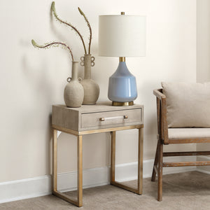 Kain Faux Shagreen Side Table, Cream