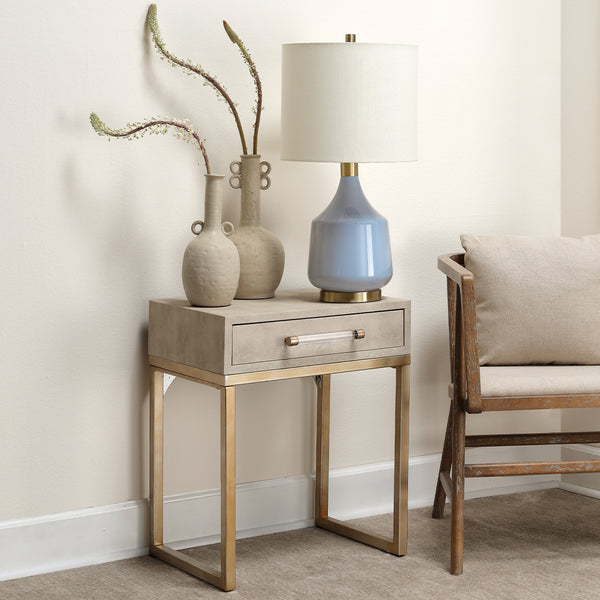 Kain Faux Shagreen Side Table, Cream