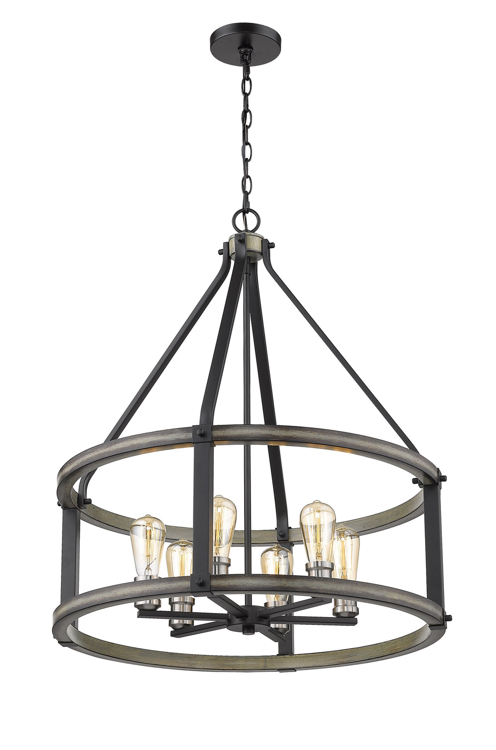 Kirkland 6 Light Pendant in Ashen Barnboard Finish