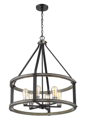 Kirkland 6 Light Pendant in Ashen Barnboard Finish
