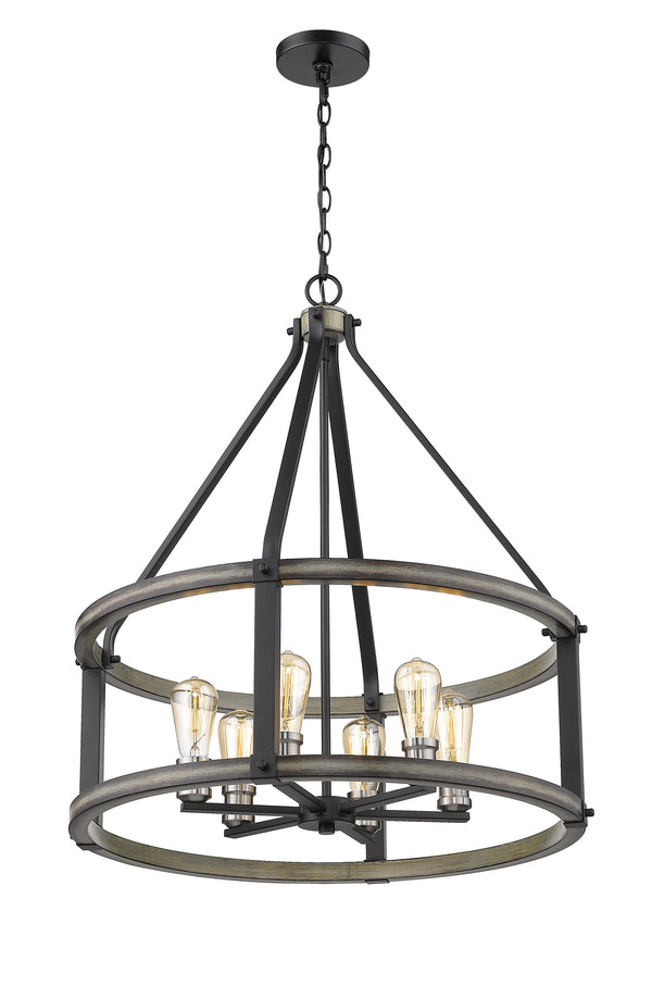 Kirkland 6 Light Pendant in Ashen Barnboard Finish