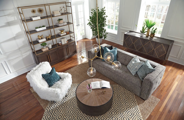 Element Contemporary Gray Upholstered Sofa with Deep Cushions