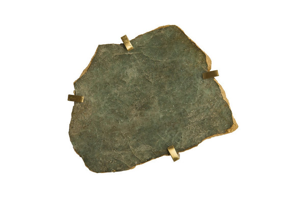 Gem Wall Slice in Brass Setting, Green Emerald