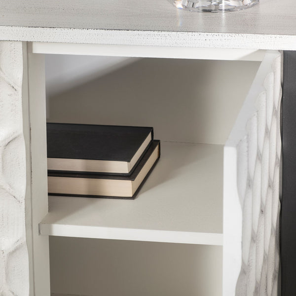 Savannah White Fir Veneer w/ Gray Metal 2-Door Accent Cabinet