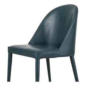 Moe's Burton Dining Chair Set of 2 in Dark Teal Vegan Leather