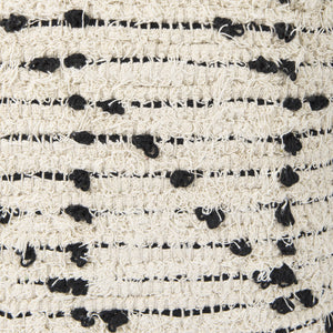 Aarohi 16.0L x 16.0W x 16.0H Cream/Black Cotton Patterned Pouf