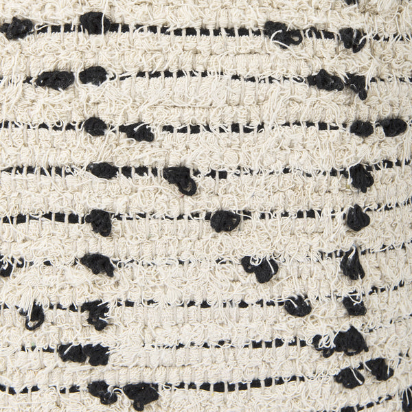 Aarohi 16.0L x 16.0W x 16.0H Cream/Black Cotton Patterned Pouf