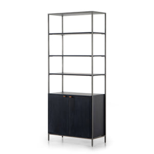 Trey Modular Wide Bookcase In Black Wash