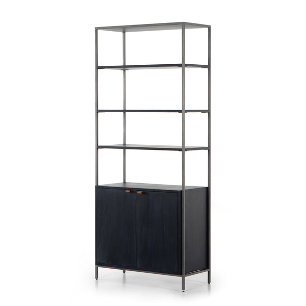 Trey Modular Wide Bookcase In Black Wash