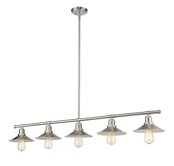 Casa 5 Light Island/Billiard in Brushed Nickel Finish