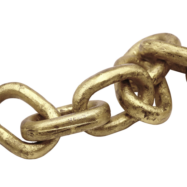 ALUMINUM METAL CHAIN LINK OBJECT IN TEXTURED BRASS FINISH